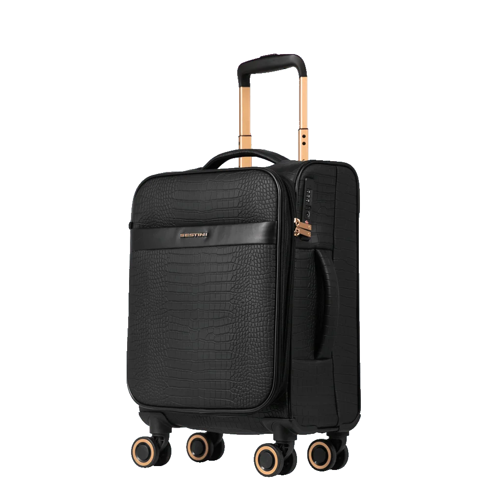 Mala de Viagem Bordo 10 kg Rígida com Rodas 360° Croco 5t - Preto