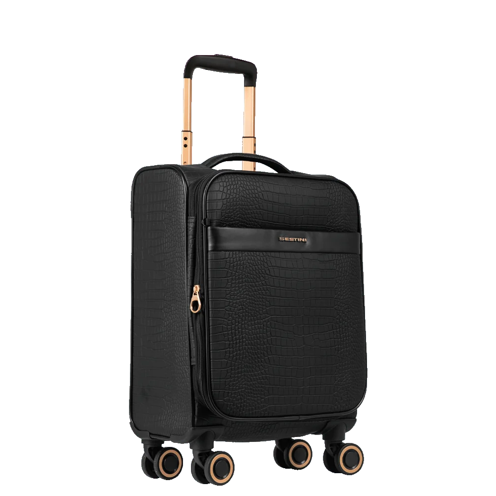 Mala de Viagem Bordo 10 kg Rígida com Rodas 360° Croco 5t - Preto