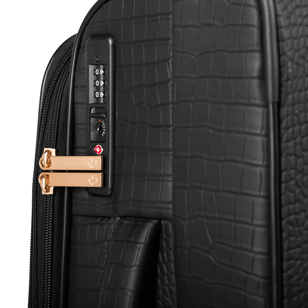 Mala de Viagem Bordo 10 kg Rígida com Rodas 360° Croco 5t - Preto