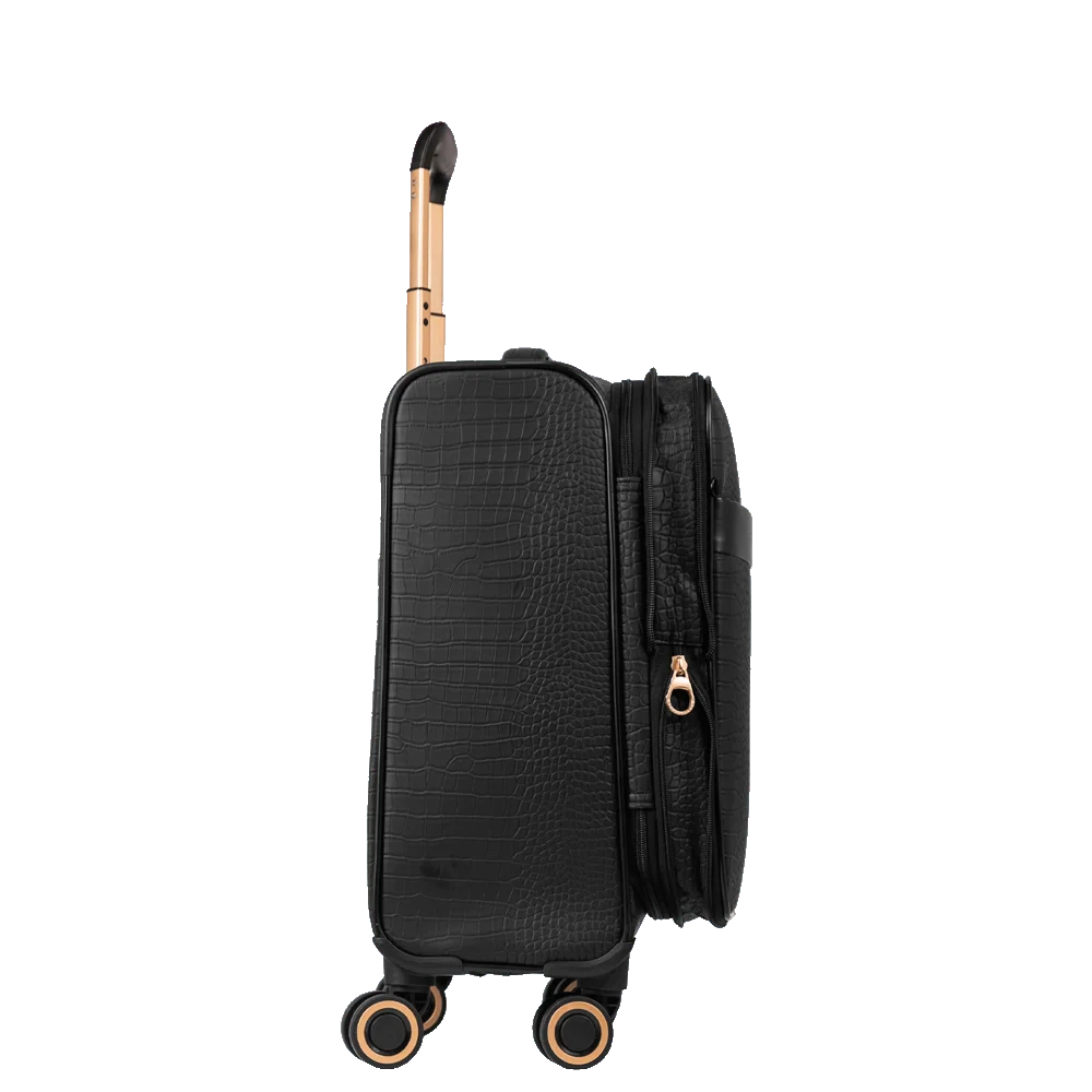 Mala de Viagem Bordo 10 kg Rígida com Rodas 360° Croco 5t - Preto