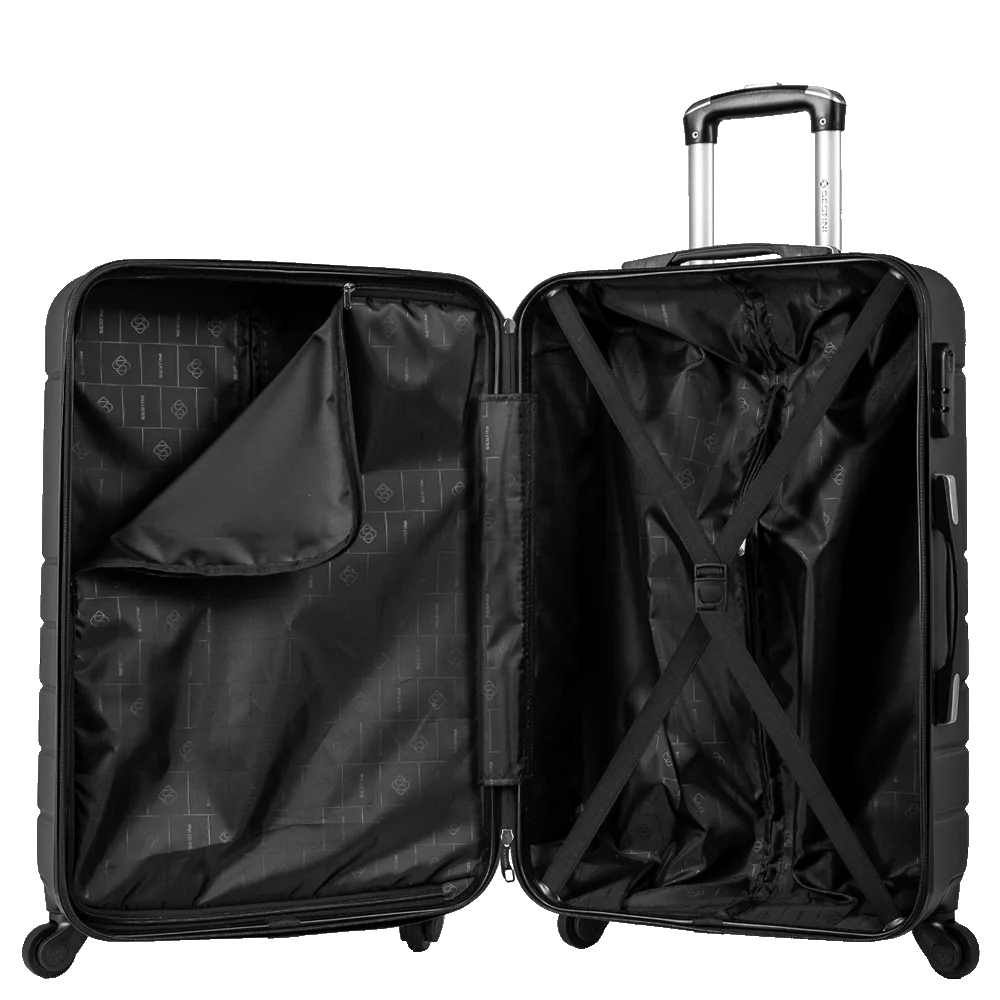 Mala de Viagem Média 23 kg ABS com Rodas 360° Essencial 2 - Preto