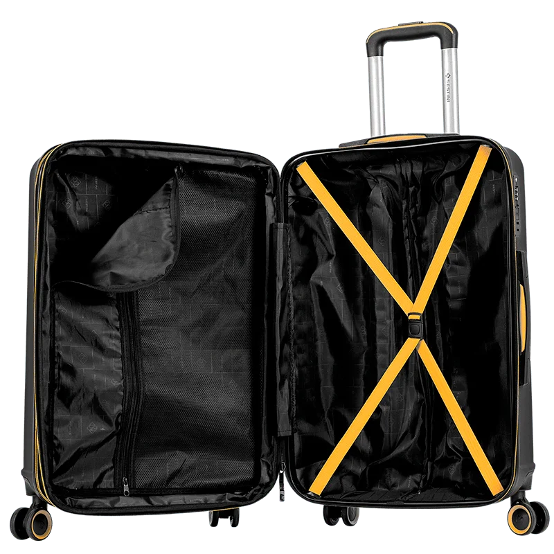 Mala de Viagem Média 23 kg ABS com Rodas 360° Racer - Preto