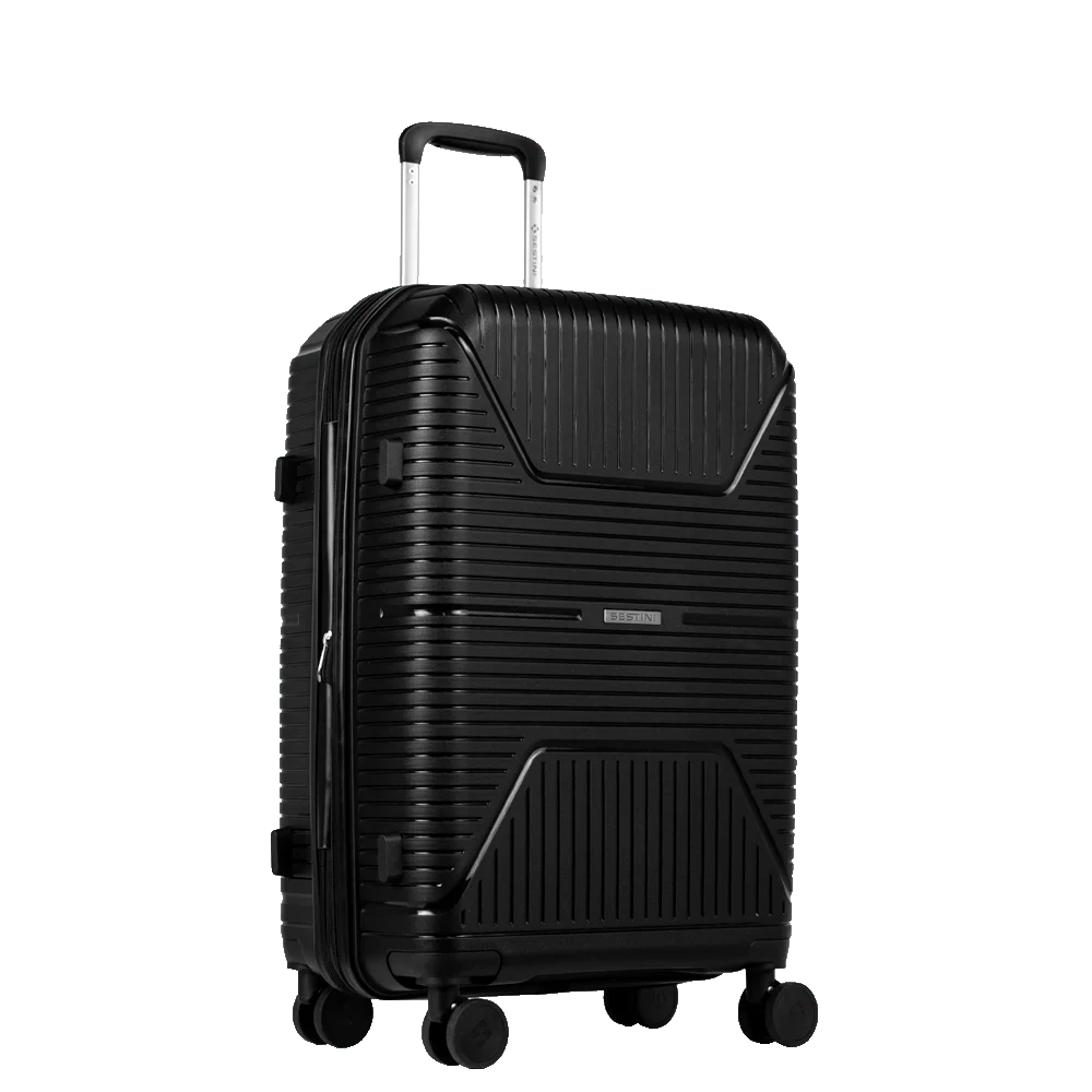 Mala de Viagem Média 23 kg Polipropileno com Rodas 360° PP Essencial Plus 2 - Preto