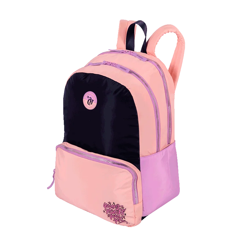 Mochila 2 Compartimentos Capricho Block - Pêssego e Lilás