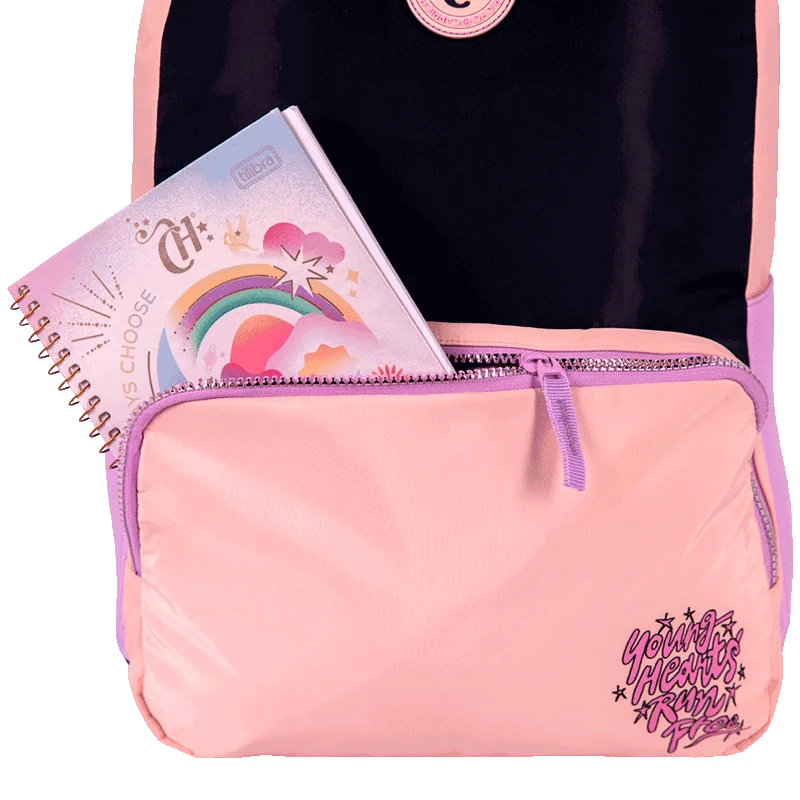Mochila 2 Compartimentos Capricho Block - Pêssego e Lilás