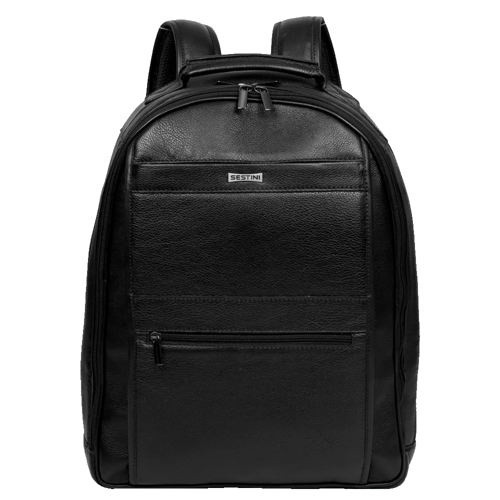 Mochila 2 Compartimentos Notebook Couro Sestini Texas Preto