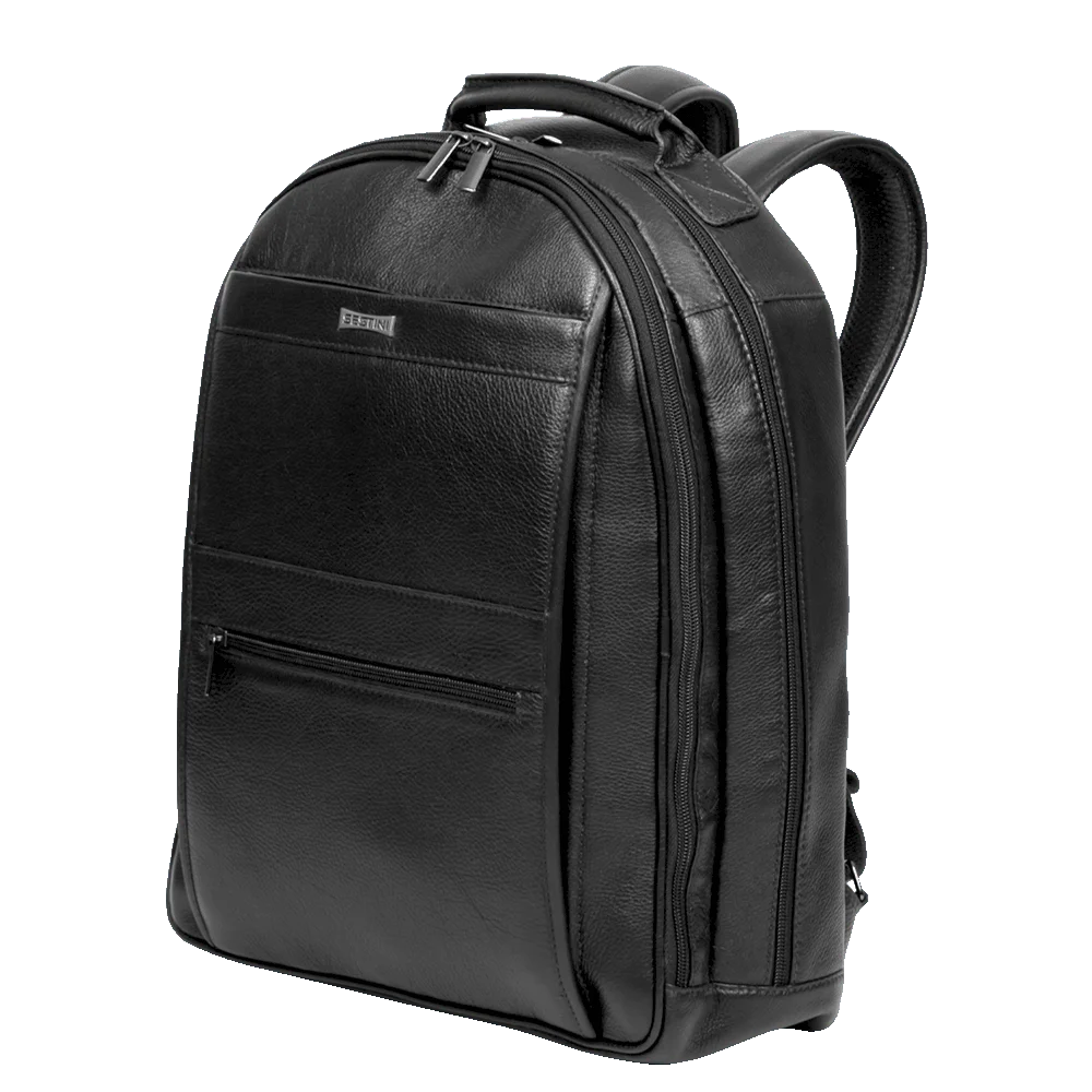 Mochila 2 Compartimentos Notebook Couro Sestini Texas Preto