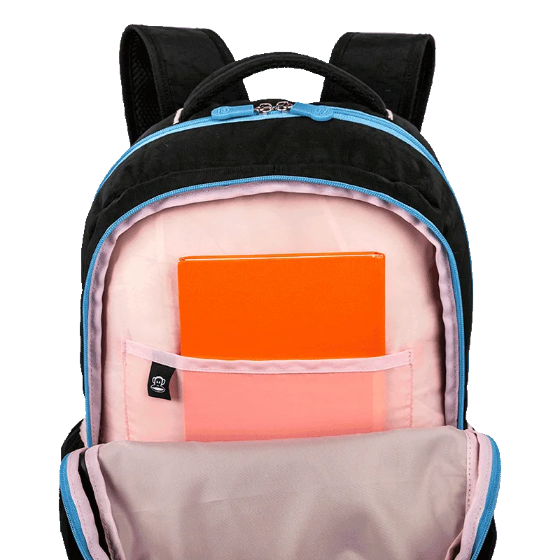 Mochila 2 Compartimentos Paul Frank Fun - Preto e Rosa