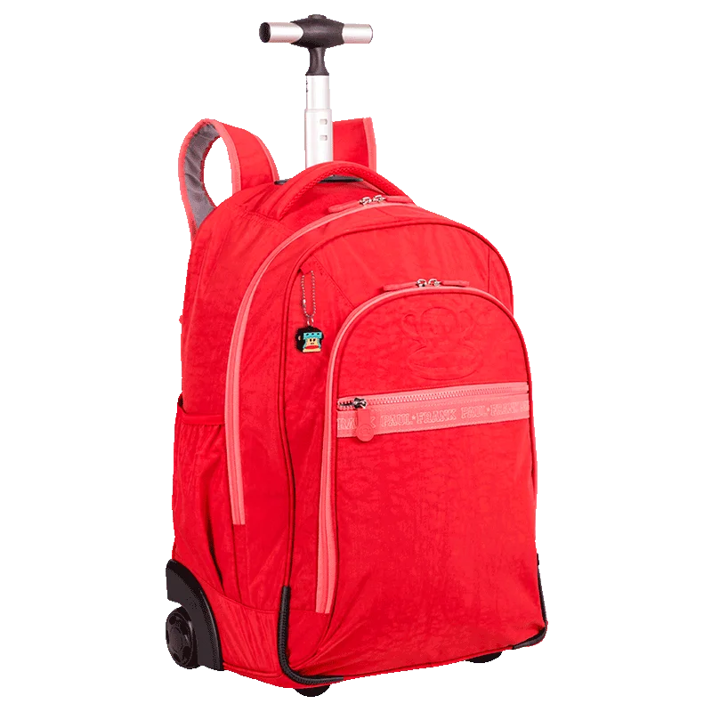 Mochila Carrinho 2 Compartimentos Paul Frank Classics Vermelho - Cereja