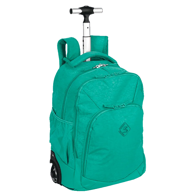 Mochila Carrinho 2 Compartimentos Sestini Rolling Grande Crinkle Verde - Jade
