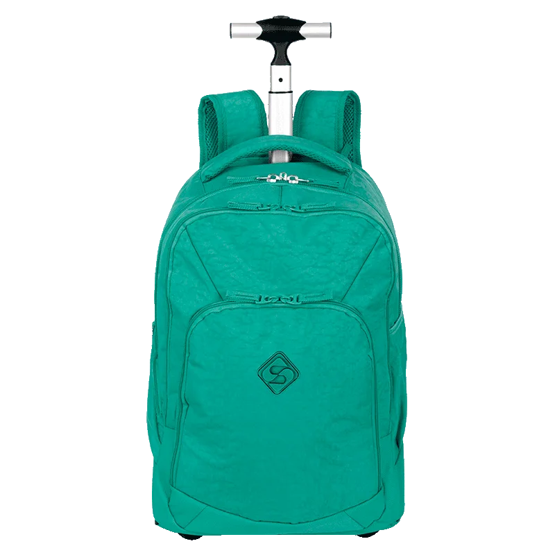 Mochila Carrinho 2 Compartimentos Sestini Rolling Grande Crinkle Verde - Jade