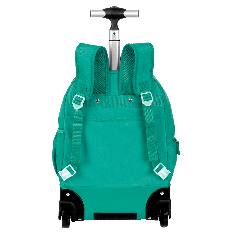 Mochila Carrinho 2 Compartimentos Sestini Rolling Grande Crinkle Verde - Jade