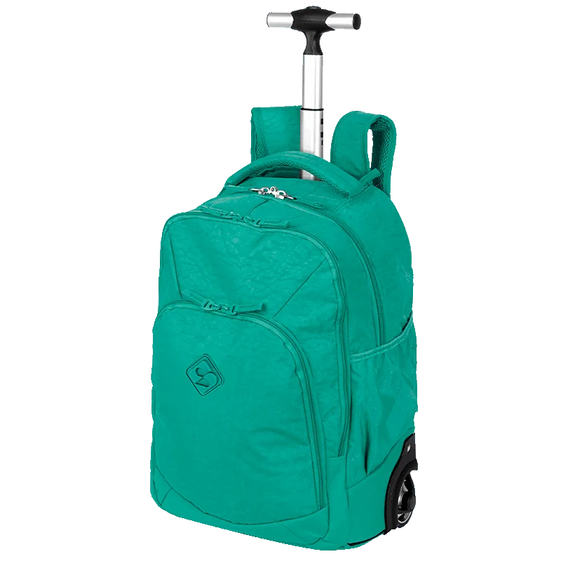 Mochila Carrinho 2 Compartimentos Sestini Rolling Grande Crinkle Verde - Jade