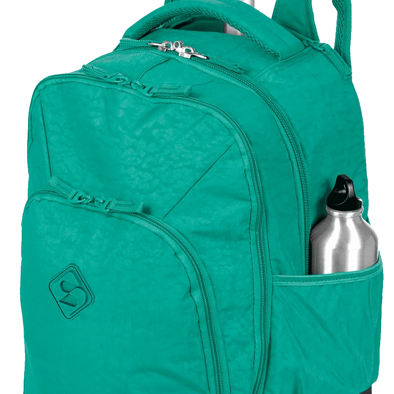 Mochila Carrinho 2 Compartimentos Sestini Rolling Grande Crinkle Verde - Jade