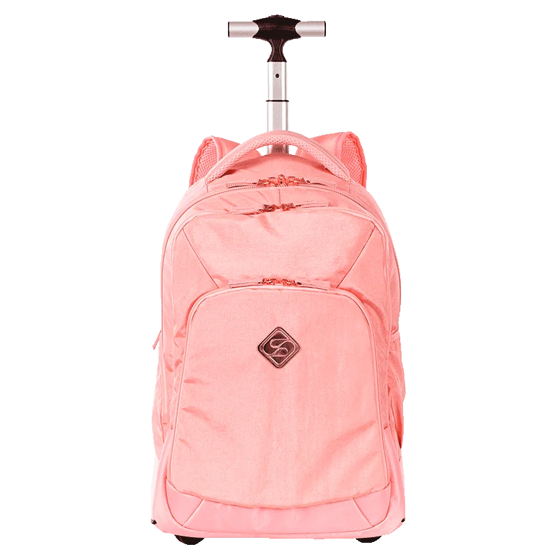 Mochila Carrinho 2 Compartimentos Sestini Rolling Grande - Metálico Rosa