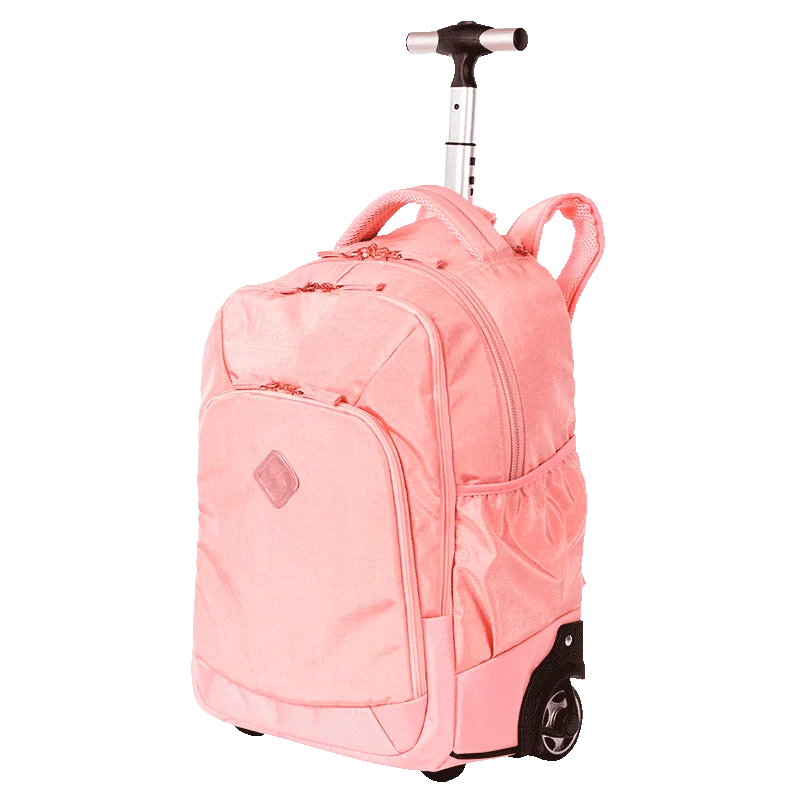 Mochila Carrinho 2 Compartimentos Sestini Rolling Grande - Metálico Rosa