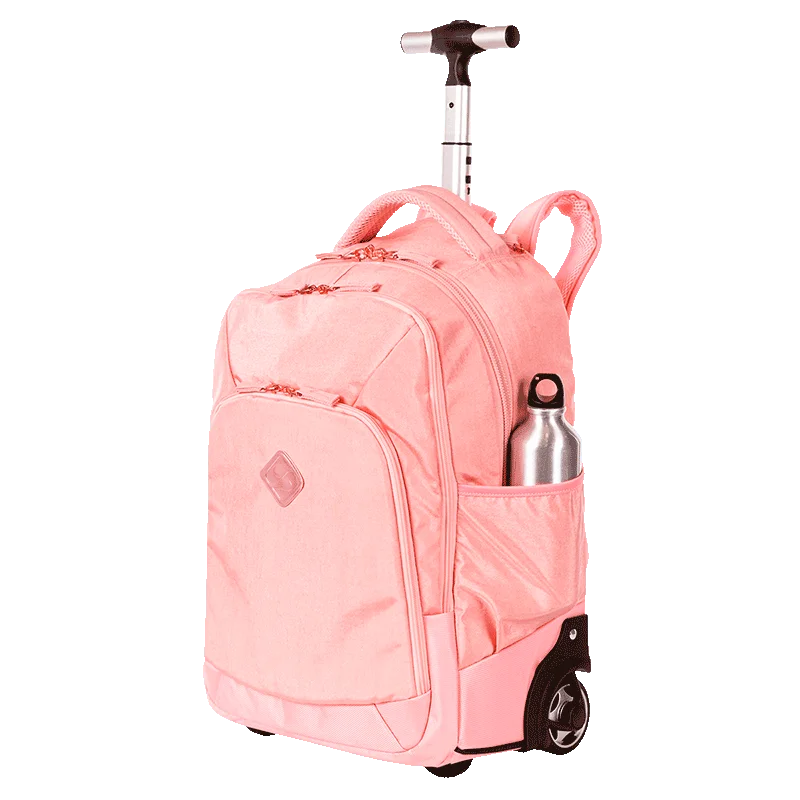 Mochila Carrinho 2 Compartimentos Sestini Rolling Grande - Metálico Rosa