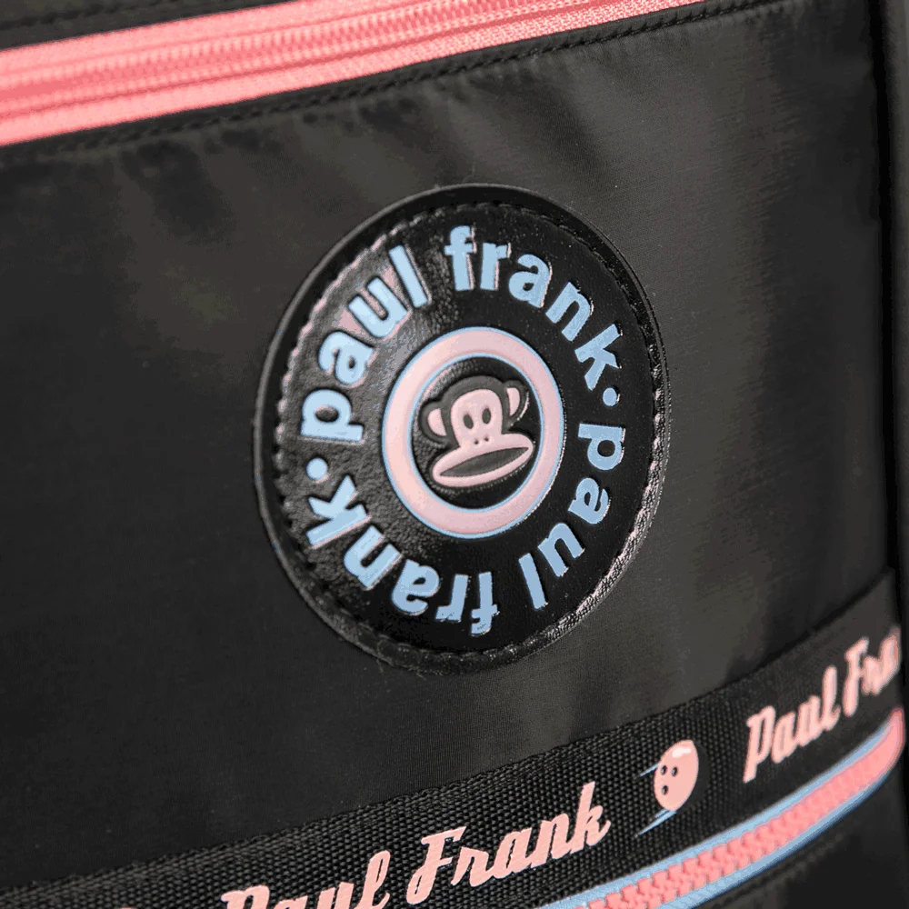 Mochila Carrinho 4 Rodas Duplas Paul Frank Fun - Preto e Rosa