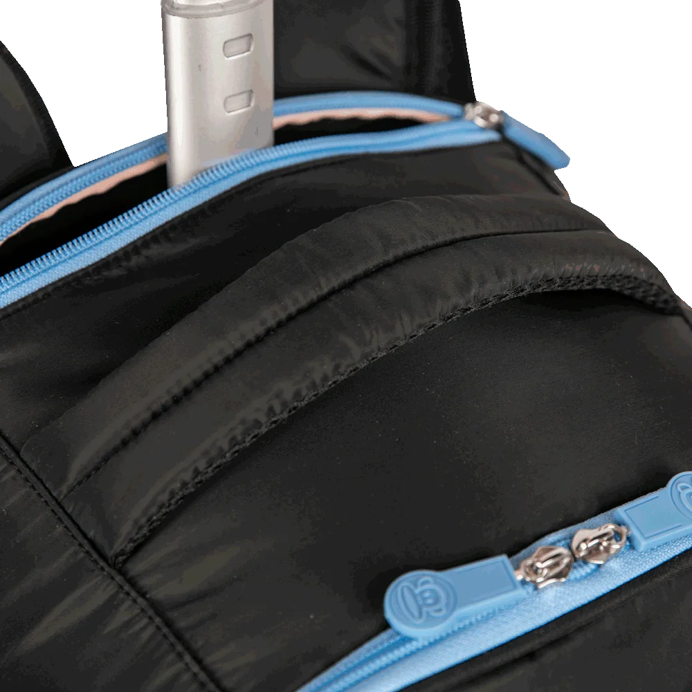 Mochila Carrinho 4 Rodas Duplas Paul Frank Fun - Preto e Rosa
