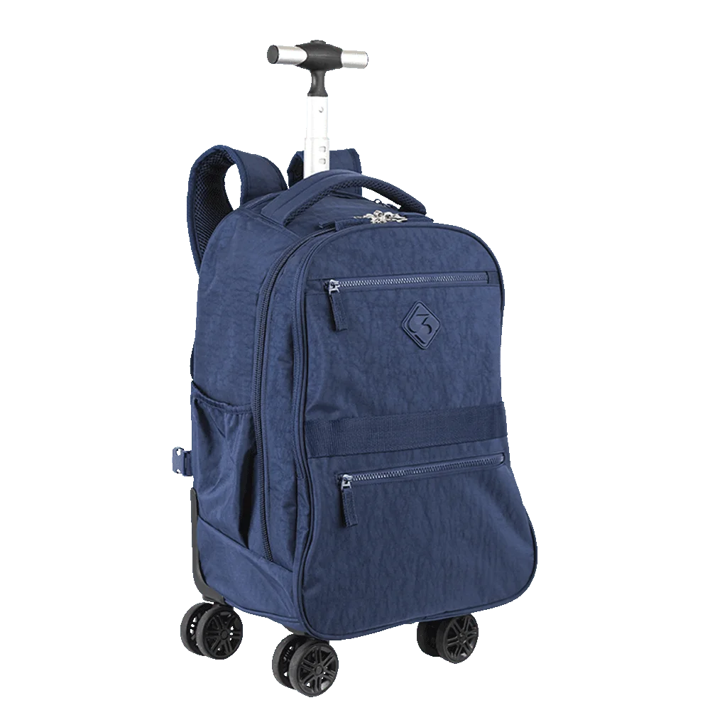 Mochila Carrinho 4 Rodas Duplas Sestini Rolling Crinkle - Azul