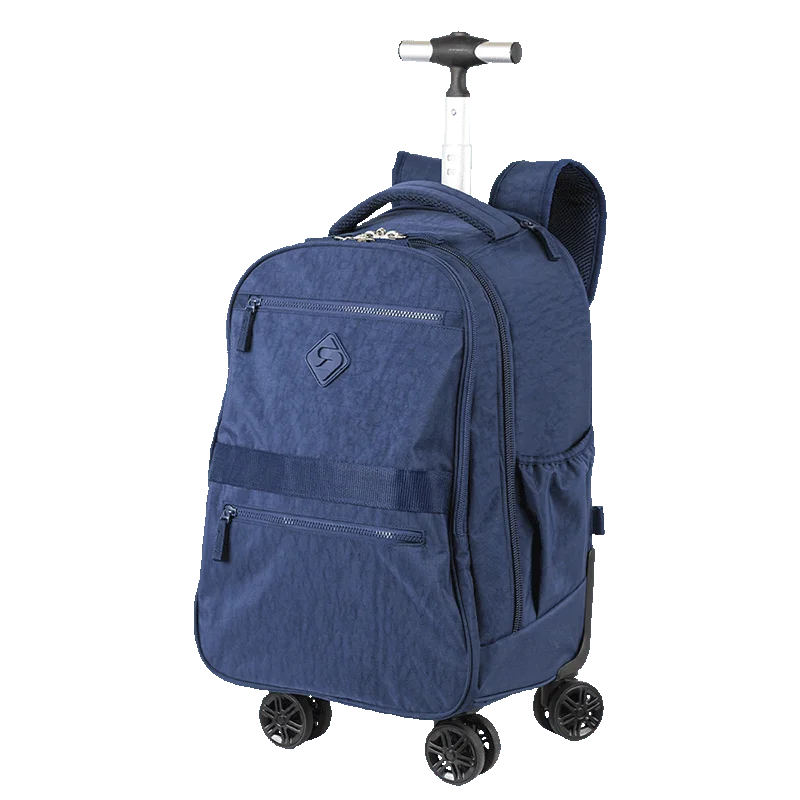 Mochila Carrinho 4 Rodas Duplas Sestini Rolling Crinkle - Azul