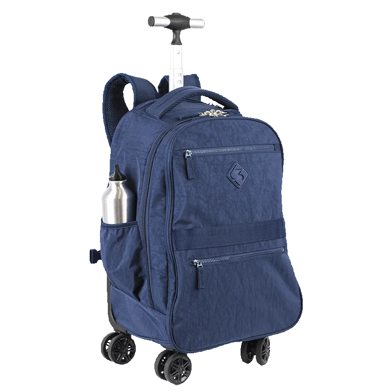 Mochila Carrinho 4 Rodas Duplas Sestini Rolling Crinkle - Azul