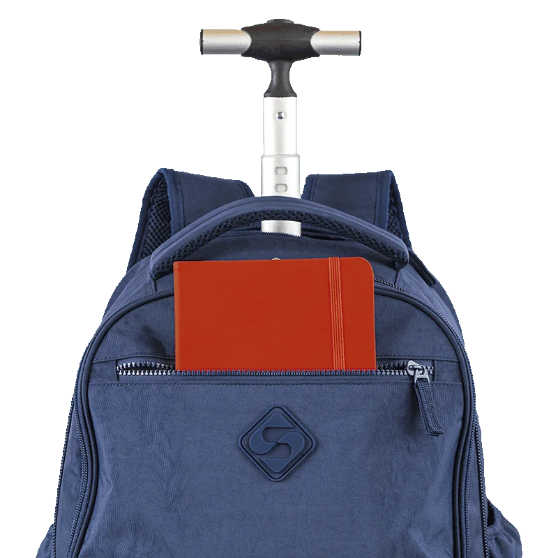 Mochila Carrinho 4 Rodas Duplas Sestini Rolling Crinkle - Azul