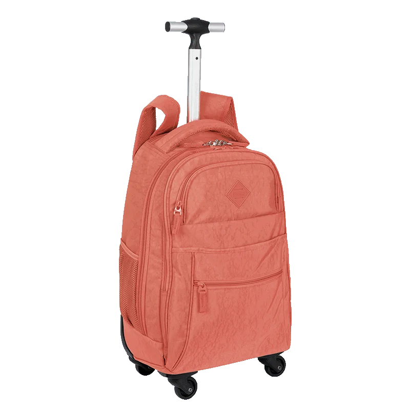 Mochila Carrinho 4 Rodas Sestini Rolling Grande Crinkle Laranja - Apricot