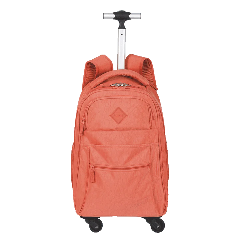 Mochila Carrinho 4 Rodas Sestini Rolling Grande Crinkle Laranja - Apricot