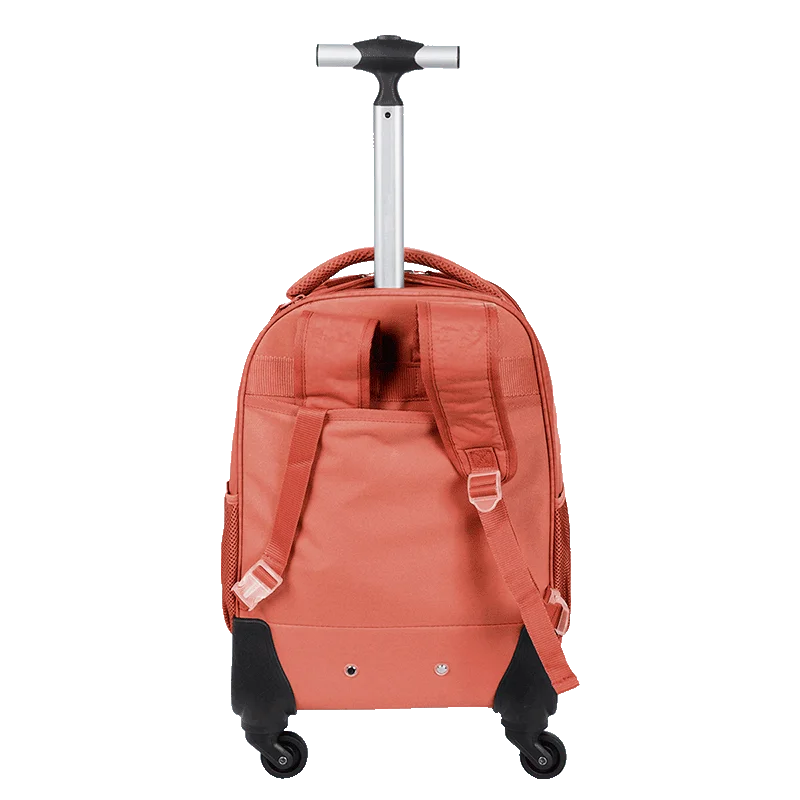 Mochila Carrinho 4 Rodas Sestini Rolling Grande Crinkle Laranja - Apricot