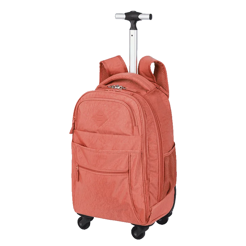 Mochila Carrinho 4 Rodas Sestini Rolling Grande Crinkle Laranja - Apricot