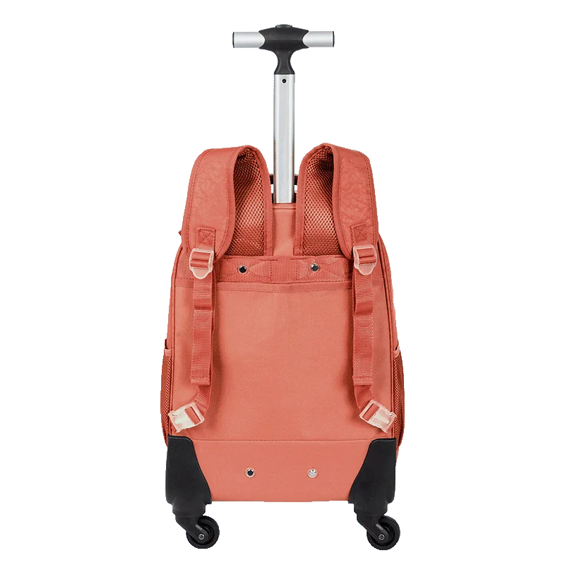 Mochila Carrinho 4 Rodas Sestini Rolling Grande Crinkle Laranja - Apricot