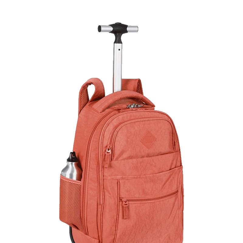 Mochila Carrinho 4 Rodas Sestini Rolling Grande Crinkle Laranja - Apricot