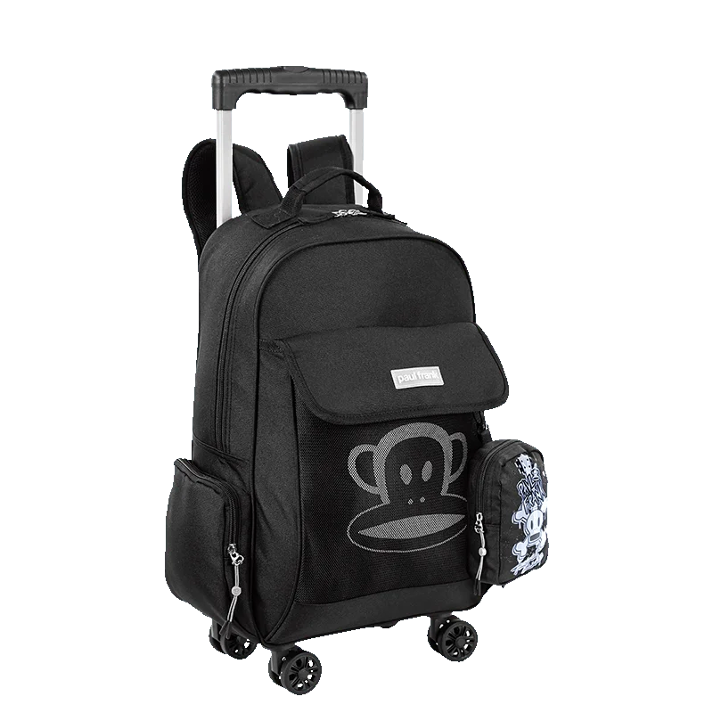 Mochila Carrinho Externo 4 Rodas Paul Frank Casual - Preto