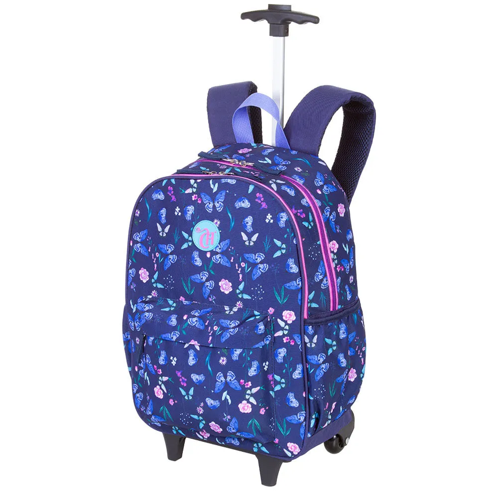 Mochila Carrinho Externo Capricho Student - Borboletas