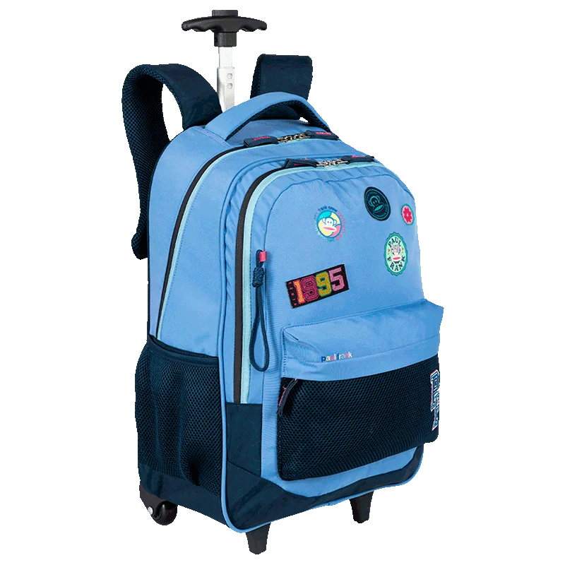 Mochila Carrinho Externo Paul Frank Casual Patches - Azul