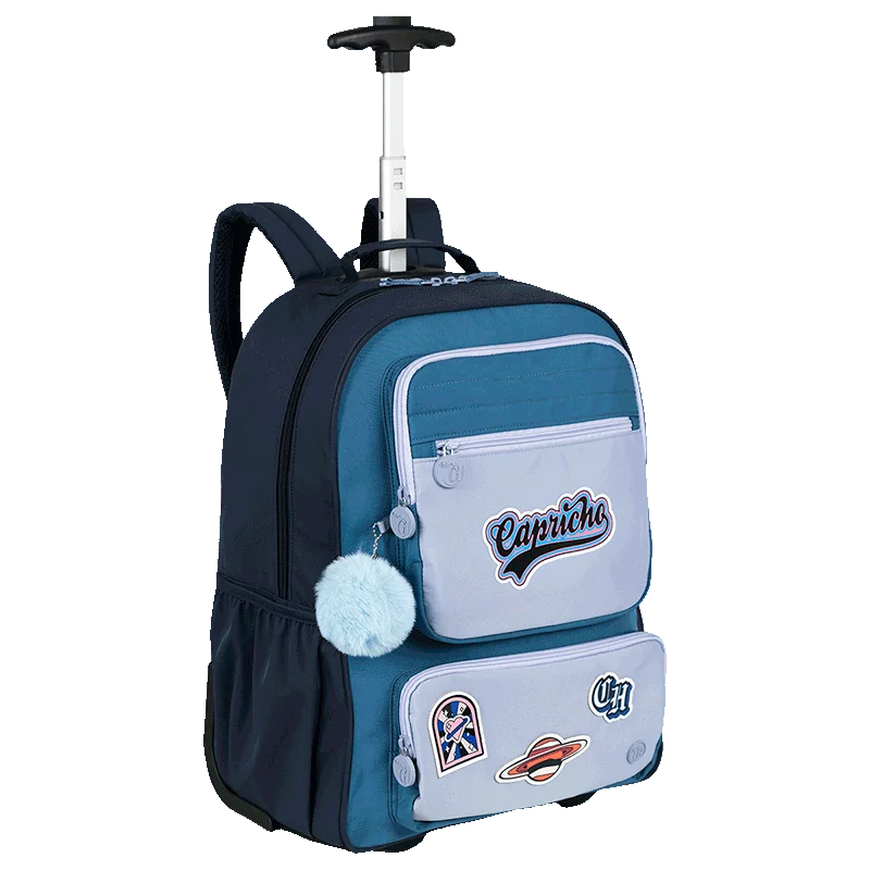 Mochila Carrinho Grande Capricho Class Cosmic Patches - Azul