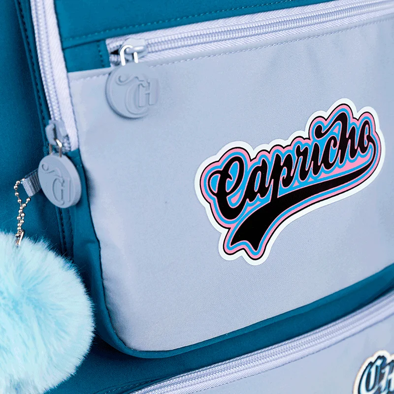 Mochila Carrinho Grande Capricho Class Cosmic Patches - Azul