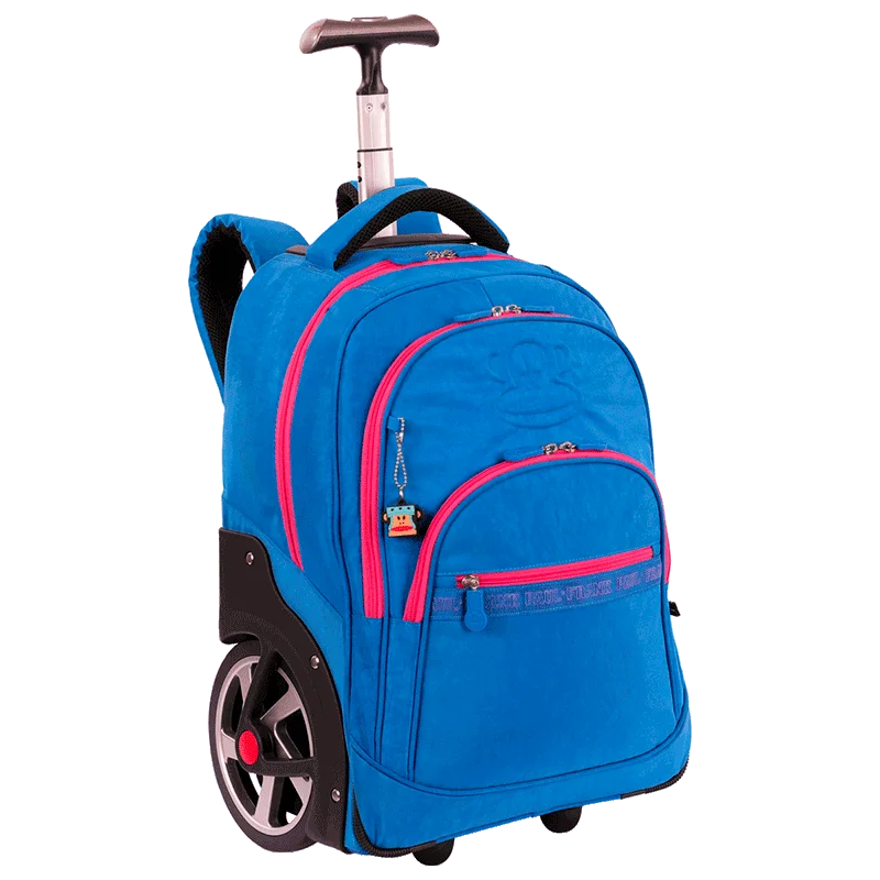 Mochila Carrinho Mega Rodas Paul Frank Classics Azul - Aquamarine
