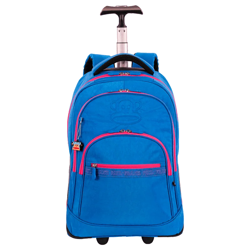 Mochila Carrinho Mega Rodas Paul Frank Classics Azul - Aquamarine