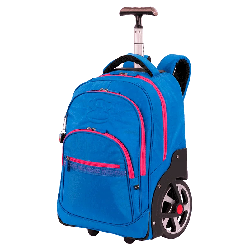 Mochila Carrinho Mega Rodas Paul Frank Classics Azul - Aquamarine