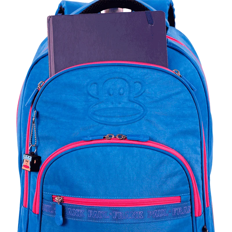 Mochila Carrinho Mega Rodas Paul Frank Classics Azul - Aquamarine