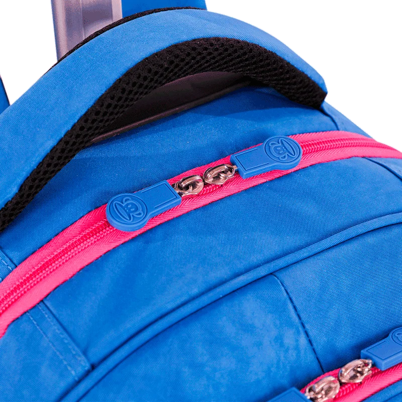 Mochila Carrinho Mega Rodas Paul Frank Classics Azul - Aquamarine
