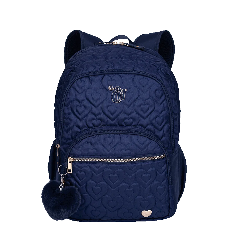 Mochila Grande 2 Compartimentos Capricho Crush Azul Marinho