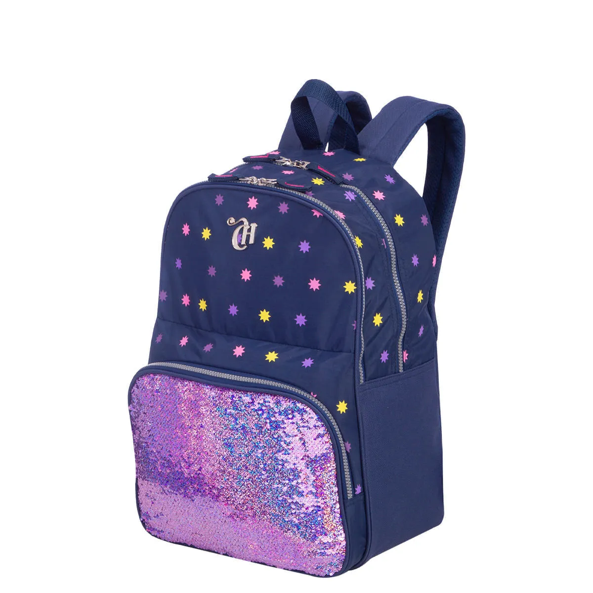 Mochila Grande 2 Compartimentos Capricho Estrelas - Azul