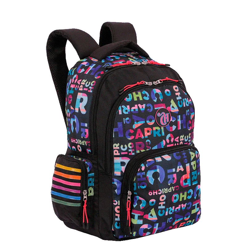 Mochila Grande 2 Compartimentos Capricho Party - Preto