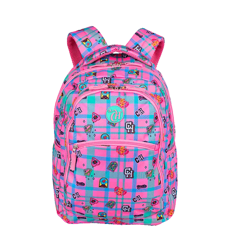 Mochila Grande 2 Compartimentos Capricho Student School - Rosa Claro