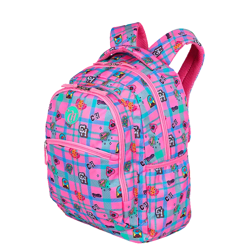 Mochila Grande 2 Compartimentos Capricho Student School - Rosa Claro