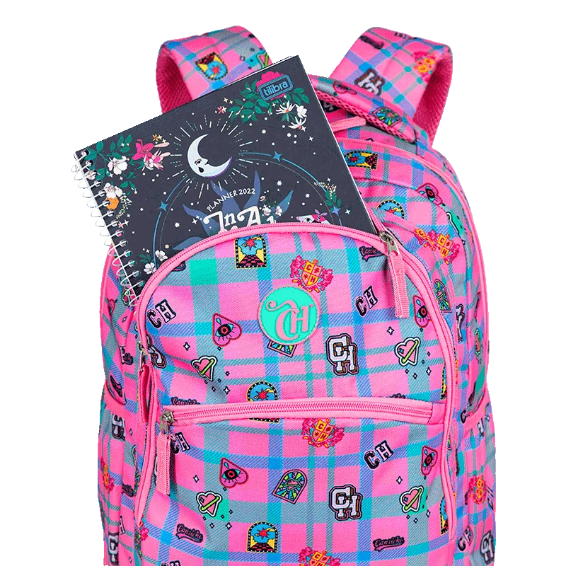 Mochila Grande 2 Compartimentos Capricho Student School - Rosa Claro