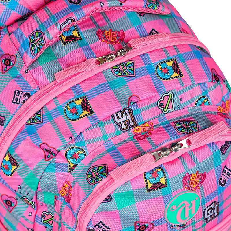 Mochila Grande 2 Compartimentos Capricho Student School - Rosa Claro